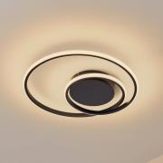 Lindby LED plafondlamp Kyron, zwart, aluminium, dimbaar, Ø45cm