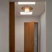 Plafondlamp Siona, houtdecor, metaal, IP44, E27