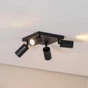 Plafondspot Sado, zwart, staal, verstelbaar, 4-lamps
