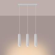 Carbon hanglamp, wit, lengte 45 cm, aluminium, 3-lamps.