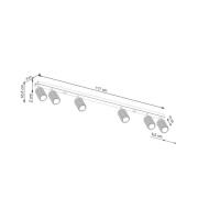 Plafondspot carbon, goudkleurig, lengte 117 cm, aluminium, 6-lamps.