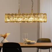 Hanglamp Orvin, messing antiek 96x30 cm glas/metaal 16-lichts.