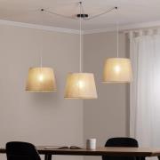 Ascot hanglamp, beige, stof, 3-lamps, decentraal