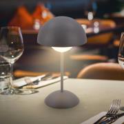LED tafellamp op accu Kugle, antraciet, metaal, IP44, dimbaar.