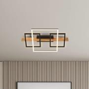 LED plafondlamp Cadre, 3000K, 55cm, zwart, hout