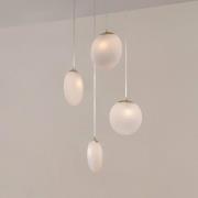 Lucande hanglamp Lunelle, wit/messing, glas, 4-lamps, Ø 40cm