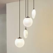 Lucande hanglamp Lunelle, wit/zwart, glas, 4-lamps, Ø 40cm