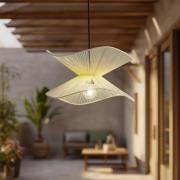 Lindby buiten hanglamp Valdorin, beige, katoen, Ø 40cm