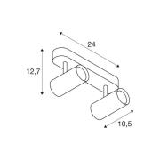 SLV LED plafondspot Noblo, zwart, 3.000 K, lengte 24 cm