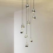 Lucande LED hanglamp Hayley, zwart, 9-lamps, glas