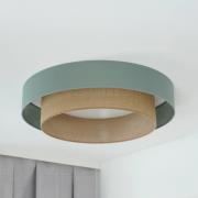 LED plafondlamp Luneta, sage/jute, Ø 60 cm, dimbaar in 3 stappen