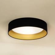 LED plafondlamp Plafond, fluweel, zwart/goud, Ø 45 cm, dimbaar
