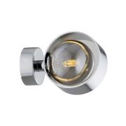 Wandlamp Mado, staal chroomkleurig, glas rookkleurig, 1-lamp