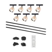 Lumaro railsystem, spots, 7-lamps, goud, Ø8cm,48V,dimbaar