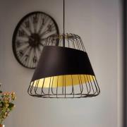 Austell hanglamp, Ø 43 cm, zwart/goud, metaal, stof
