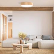 Plafondlamp Cleo DR800, grenenhout, Ø 80 cm, 6-lamps, E27