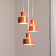 Hanglamp Rif 3, baksteenrood, rond, 3-lamps, Ø 33 cm