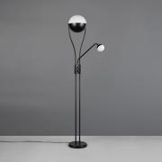 LED vloerlamp Chris, zwart, metaal, leeslamp, dimmer