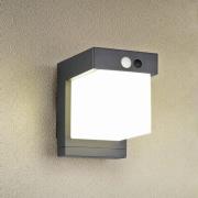 Zonne-wandlamp Colombo, zwart mat, hoogte 14 cm, sensor