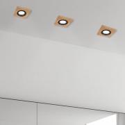 Plafondinbouwlamp Tobby, 10 x 10 cm, set van 3, eikenhout GU10