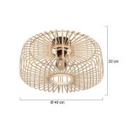 Plafondlamp Bloeba, Ø 40 cm, hout, naturel, E27