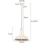 Hanglamp Eden, crèmekleurig, metaal, fitting E27