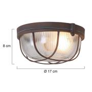 Plafondlamp Lisanne, bruin, Ø 17 cm, metaal, glas, E27