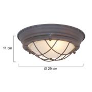 Plafondlamp Lisanne, bruin, Ø 29 cm, metaal, glas, E27