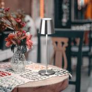 LED tafellamp op accu Viletto, nikkelkleurig, IP54