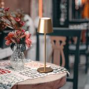 LED tafellamp op accu Viletto, koffiebruin, IP54