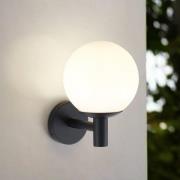 Lindby buitenwandlamp Dangan, wit, glas, Ø 20 cm, IP44