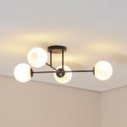 Plafondlamp Glassy, 4-lamps, gekruist, zwart/opaal