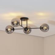 Plafondlamp Glassy, 4-lamps gekruist zwart/grafiet