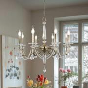 Kroonluchter Adone, rond, 8-lamps, messing, kristalglas