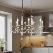 Kroonluchter Adone, lineair, 8-lamps, messing, kristalglas