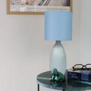 PR Home Tafellamp Uno, blauw, hoogte 37 cm, textiel/keramiek