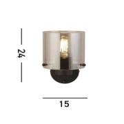 Wandlamp Zweden, zwart/rookgrijs, 1-lamp, staal, glas