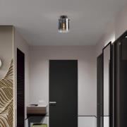 Zweden plafondlamp, zwart/rookgrijs, 1-lamp, staal, glas