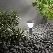 Sokkellamp Thiago, 30 cm, donkergrijs, metaal, E27, IP65