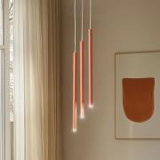 Hanglamp Sopel 3, baksteenrood, rond, 3-lamps, staal, G9