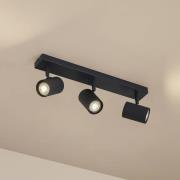 Lindby plafondspots Kardis, donkergrijs, 3-lamps, metaal, GU10