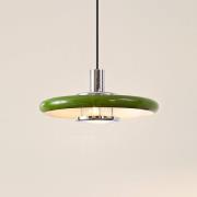 Lindby hanglamp Branford, retro, Ø 35 cm, groen, metaal