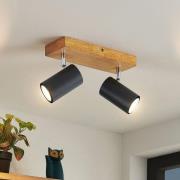 Lindby Maniva plafondspot, 26cm, 2-lamps, zwart, GU10