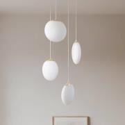 Lucande hanglamp Lunelle, wit/messing, glas, 4-lamps, Ø 40cm