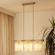 Hanglamp Forest, 3-lamps, hout licht, jute wit