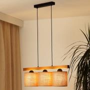 Hanglamp Forest, hout licht/zwart, jute naturel, 3-lamps.