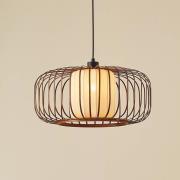 Lindby hanglamp Davella, Ø 50 cm, bamboe, textiel