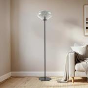 Lindby vloerlamp Lelia, rookgrijs, glas, metaal, 150 cm