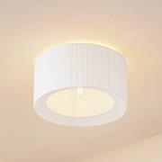 Lindby plafondlamp Virelle, wit, textiel, Ø 40 cm, E27