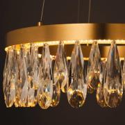 LED hanglamp Celestia, Ø 40 cm, messingkleurig, kristal